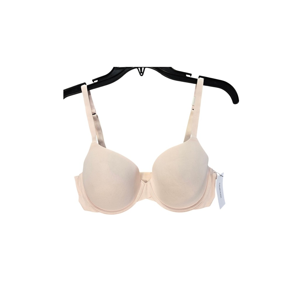 Calvin Klein Bra Womens 34D T-Shirt Underwire Pink Logo Strap NEW